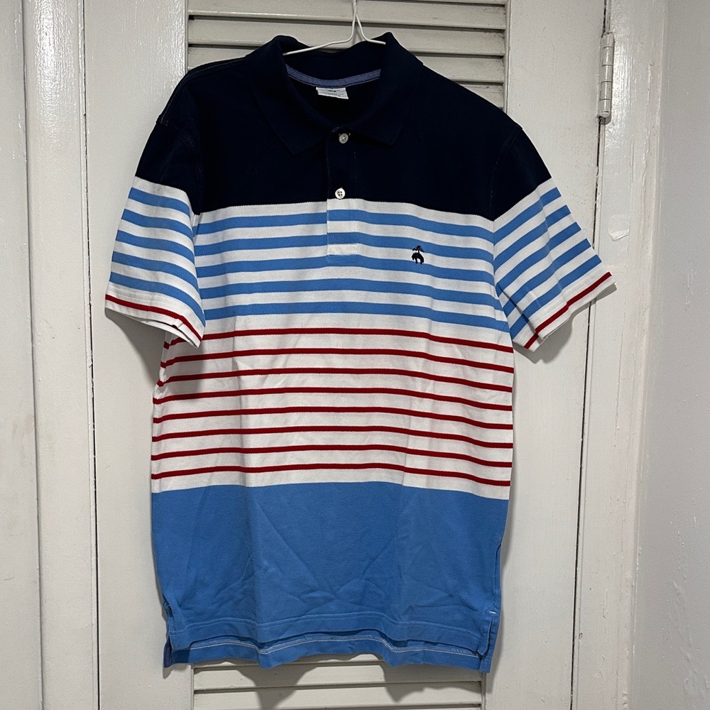 Brooks Brothers Navy, Light Blue, White & Red Striped Polo
